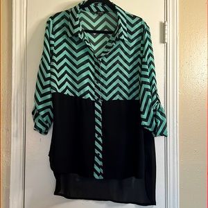 Black and Teal Blouse